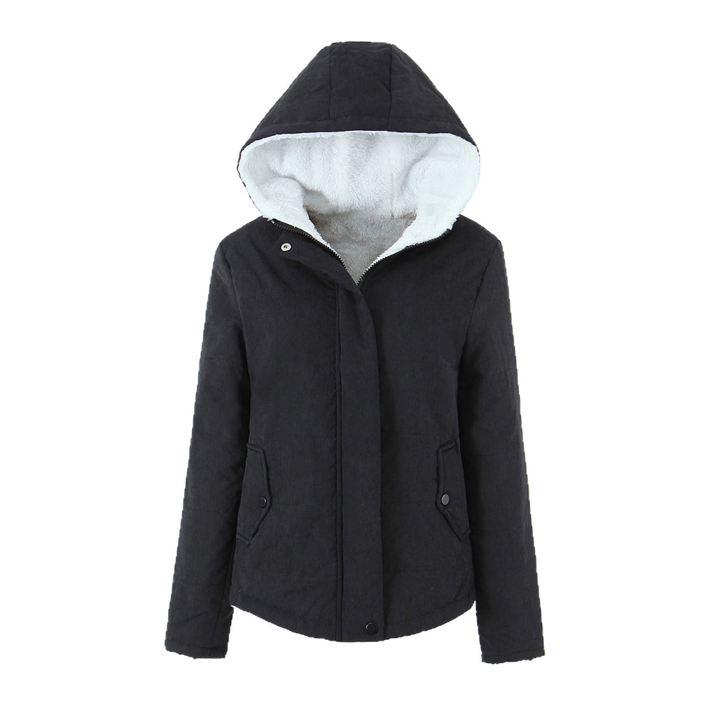 Womens Thickened FleeceLined Hooded Cotton Padded Jacket
