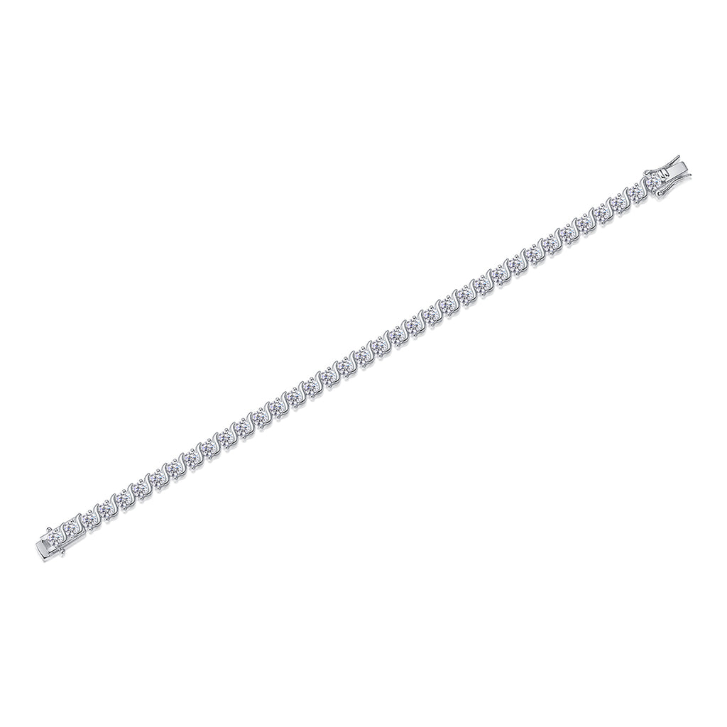 Set With Top-quality Moissanite, This Luxurious And Fashionable Light Luxury Trend Jewelry Silver Bracelet Is Made Of S925 Silver Electroplated With Platinum