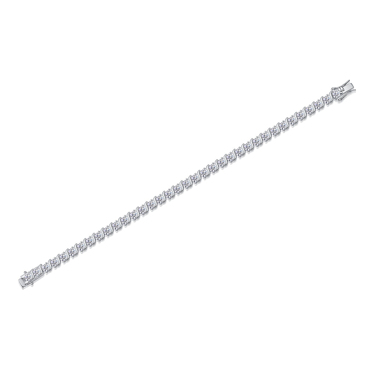 Set With Top-quality Moissanite, This Luxurious And Fashionable Light Luxury Trend Jewelry Silver Bracelet Is Made Of S925 Silver Electroplated With Platinum