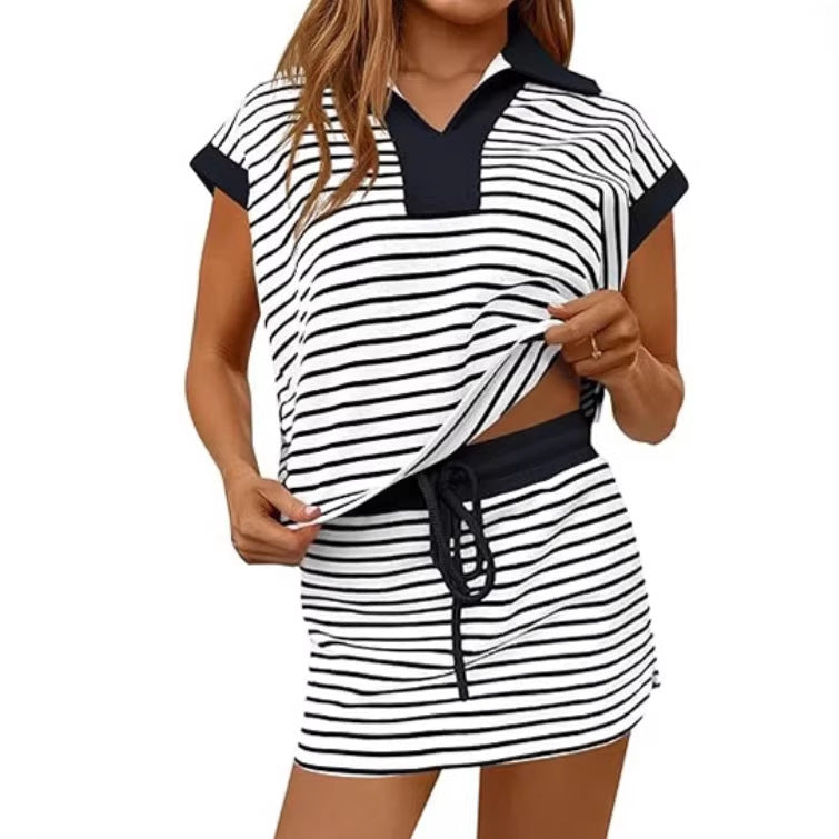V-neck Loose Short-sleeve Women's Set