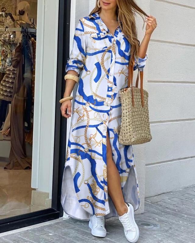 Spring And Summer Fashion Sexy Shirt Long Skirt Dress Women