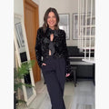 Sequined Back-Bowed Dress Fashion Round Neck Long Sleeve Dresses For Party Daily Shopping Women
