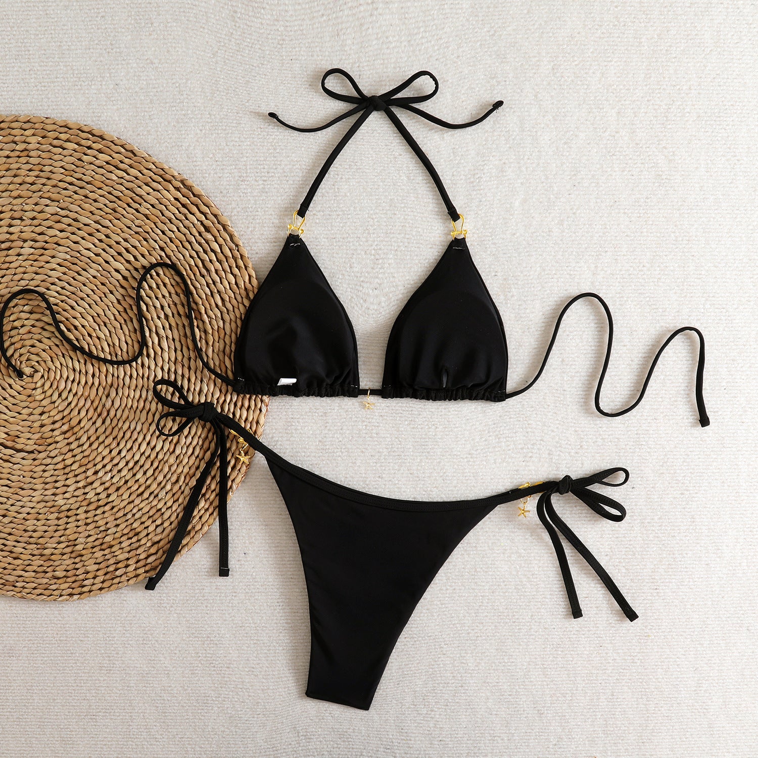 Bikini Beach Swimwear Halterneck Open-back Two-piece Swimsuit For Women