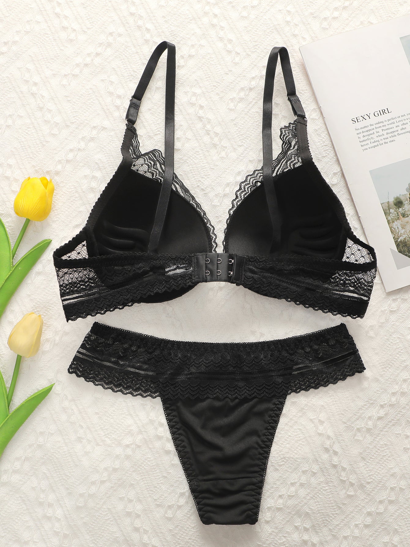 Women's Lingerie Set, Black, Sexy Push-up Lace Lingerie Set
