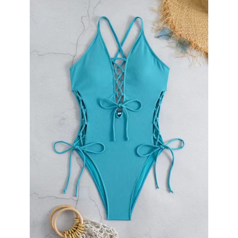 European And American Sexy Backless Siamese Bikini Swimsuit