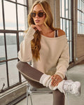 Big Round Neck Off-Shoulder Loose Sweatshirt Long-Sleeve Pullover Top For Women