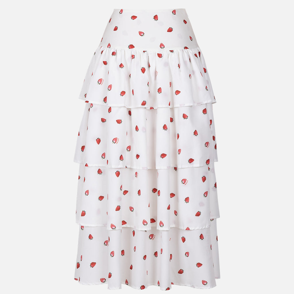 Floral Short Sleeve Cropped Top & Cake Ruffle Skirt Set