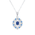 Fashion High Class Jewelry Natural Sapphire Pendant S925 Silver Retro Pattern
