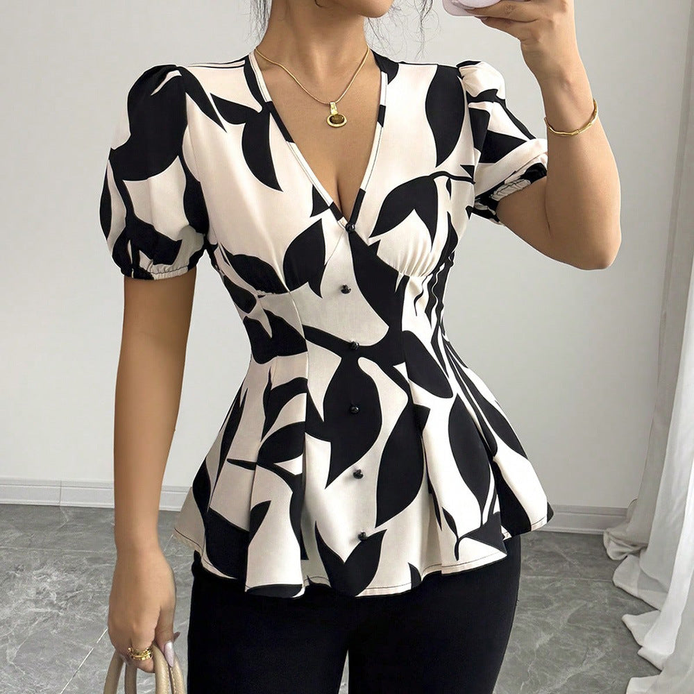 New Summer Womens Printed Shirts From Europe And America
