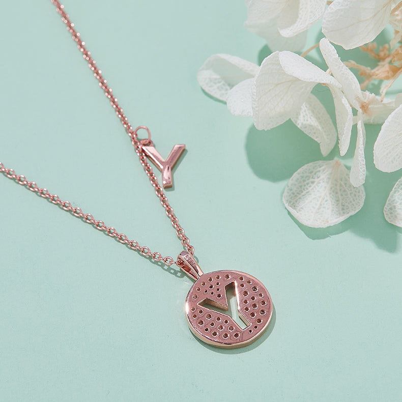 One Of The 26 Letters, Y, Set With Top-quality Moissanite, Luxurious And Fashionable Light Luxury Trend Jewelry, Silver Necklace Pendant S925 Silver Electroplated Rose Gold