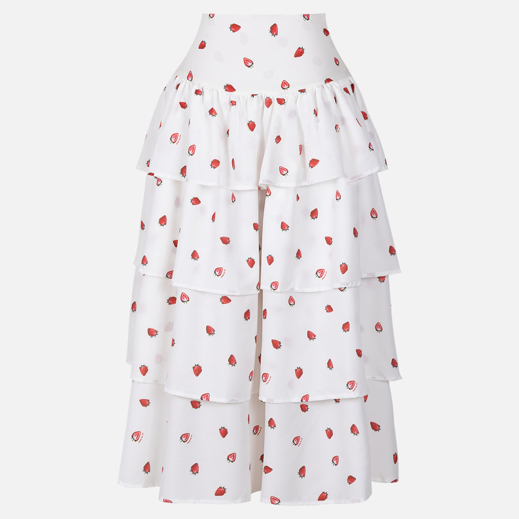 Floral Short Sleeve Cropped Top & Cake Ruffle Skirt Set