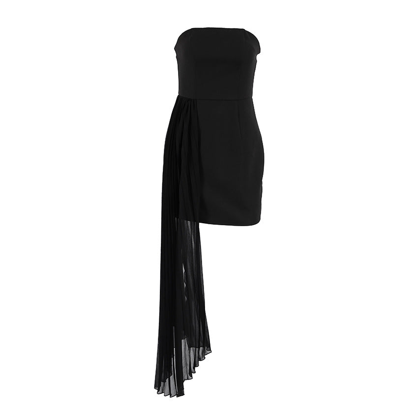 Fashion Strapless Dress With Fluttering Ribbons
