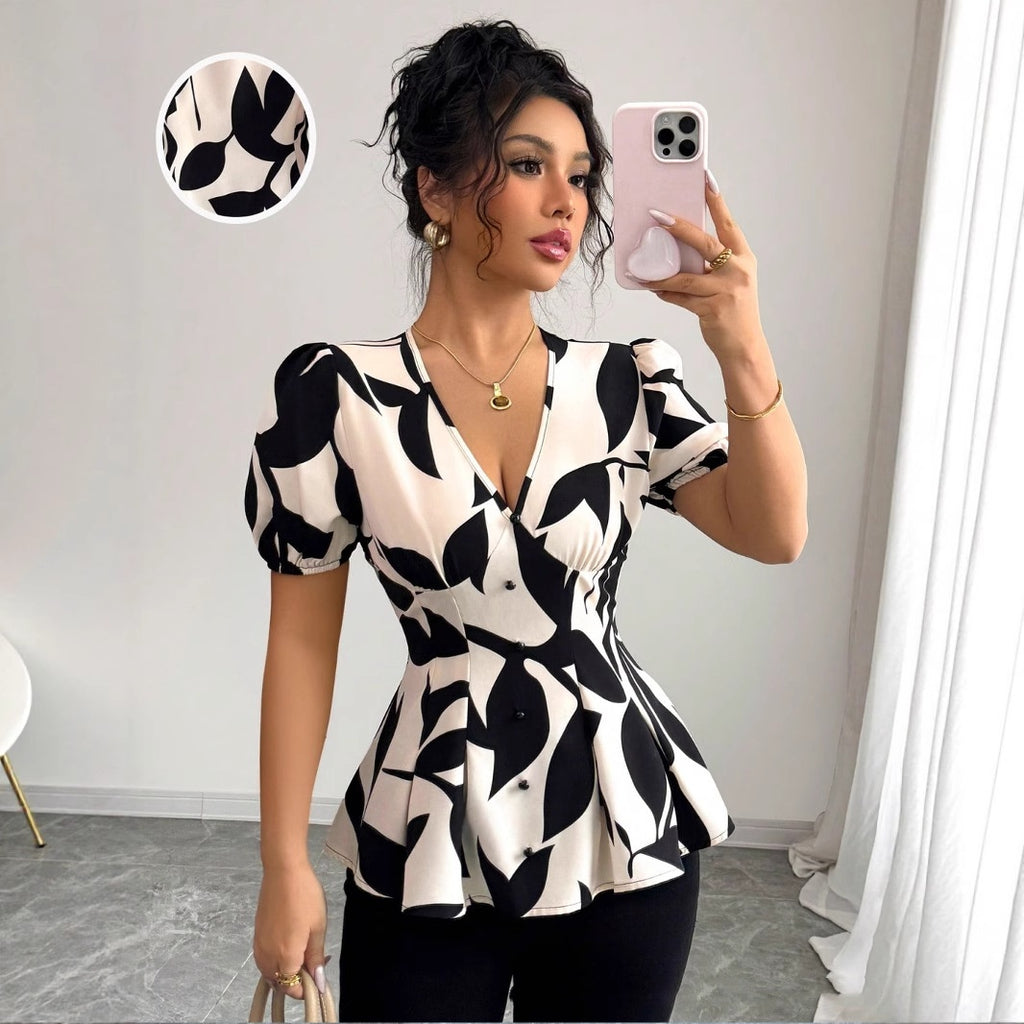 New Summer Womens Printed Shirts From Europe And America