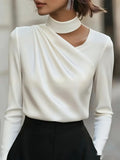 Elegant Designer-Style Commuter Shirt Long-Sleeve Top For Women