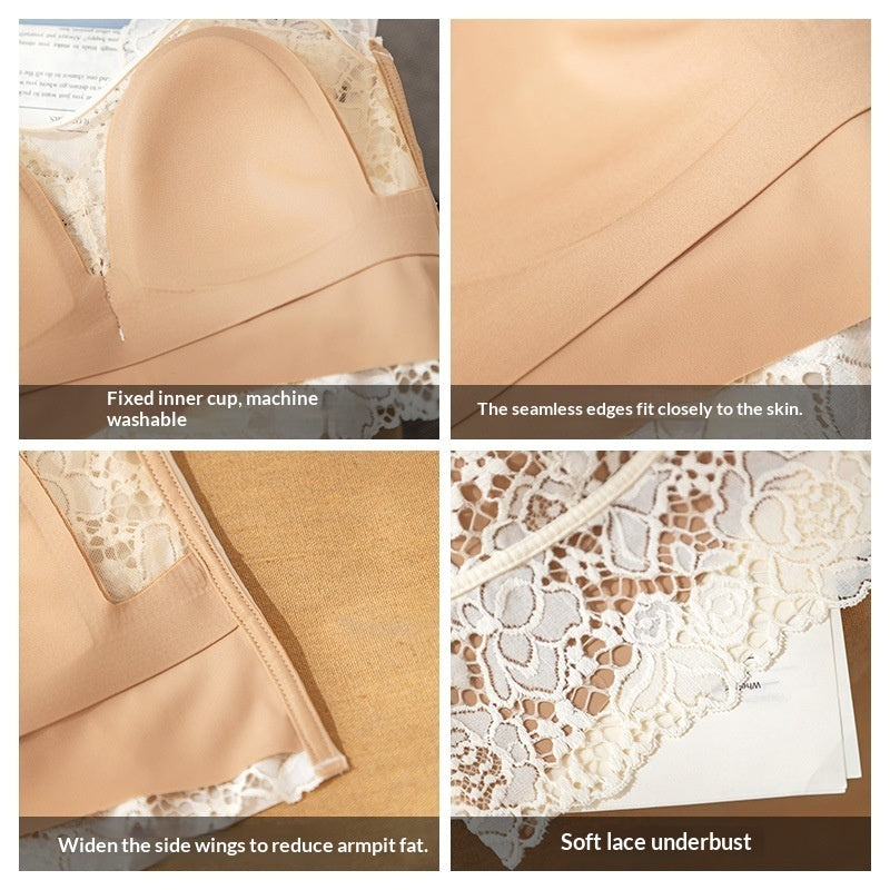 French-style Lace Mesh Camisole With Chest Pads Lightweight Outerwearbase Layer Top