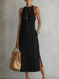 Women's Halter Neck Sleeveless Dress Lace Patchwork Holiday Style Summer Top