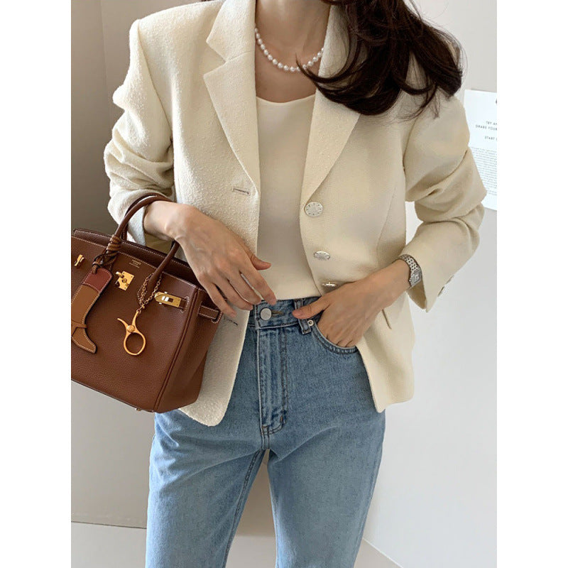 Slim-fit Tweed Jacket Long-sleeve Blazer