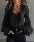 Ins Puff-sleeved Blouse Fashion Elegant Ruffle Pleated Long-sleeved Top Womens Clothing