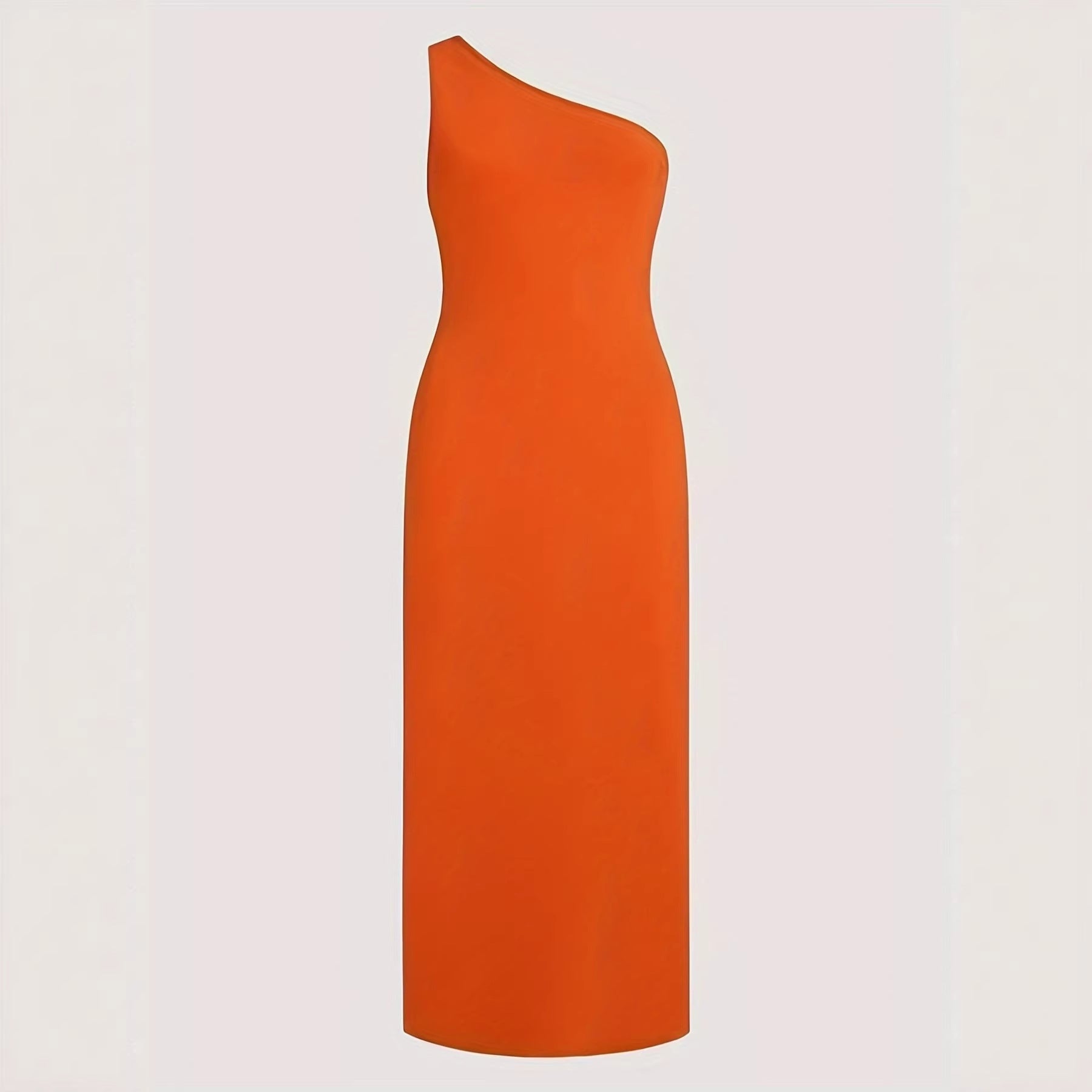Womens Slant-Shoulder Sleeveless Slim-Fit Casual Dress
