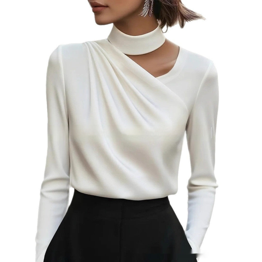 Elegant Designer-Style Commuter Shirt Long-Sleeve Top For Women