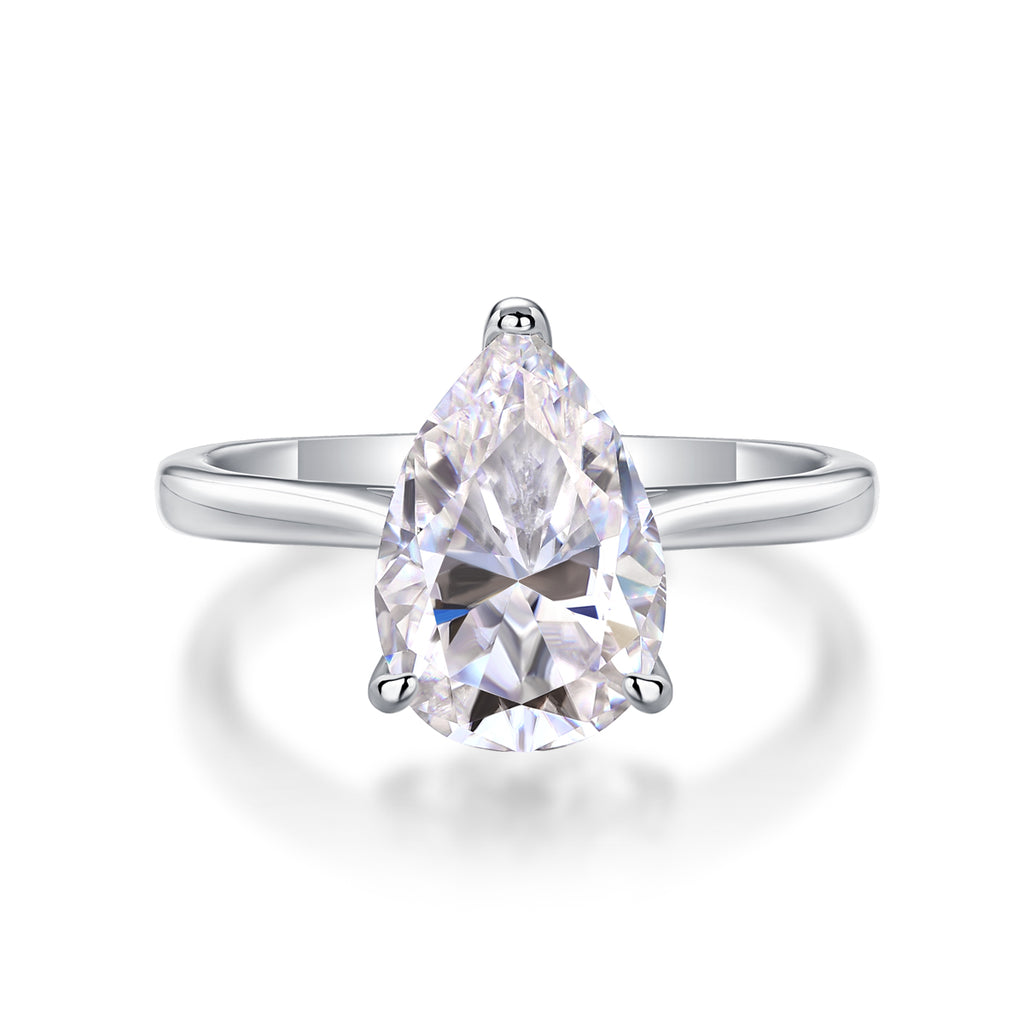 The Ultimate Simplicity - Set With Top-quality Heart-shaped Moissanite S925 Silver And Platinum-plated Diamond Wedding Ring. The Ring Can Be Tested With A Diamond Pen In Yellow Gold And Rose Gold