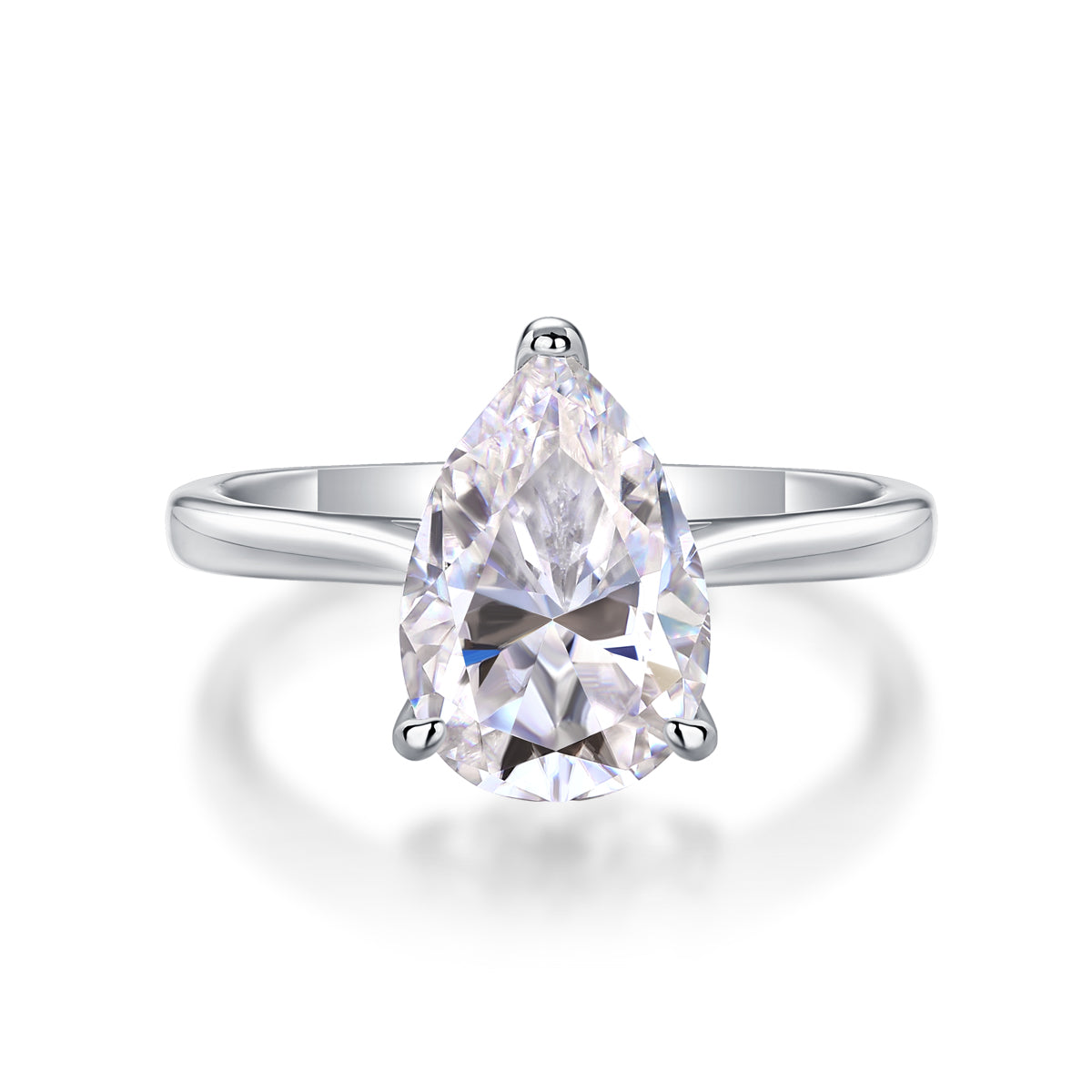 The Ultimate Simplicity - Set With Top-quality Heart-shaped Moissanite S925 Silver And Platinum-plated Diamond Wedding Ring. The Ring Can Be Tested With A Diamond Pen In Yellow Gold And Rose Gold