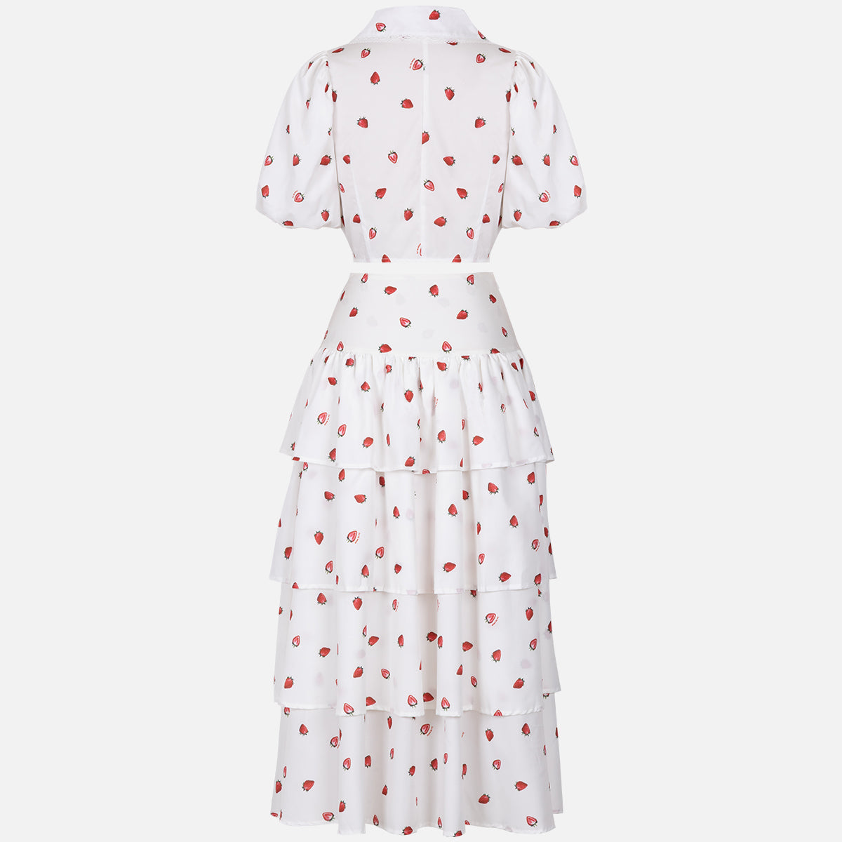 Floral Short Sleeve Cropped Top & Cake Ruffle Skirt Set