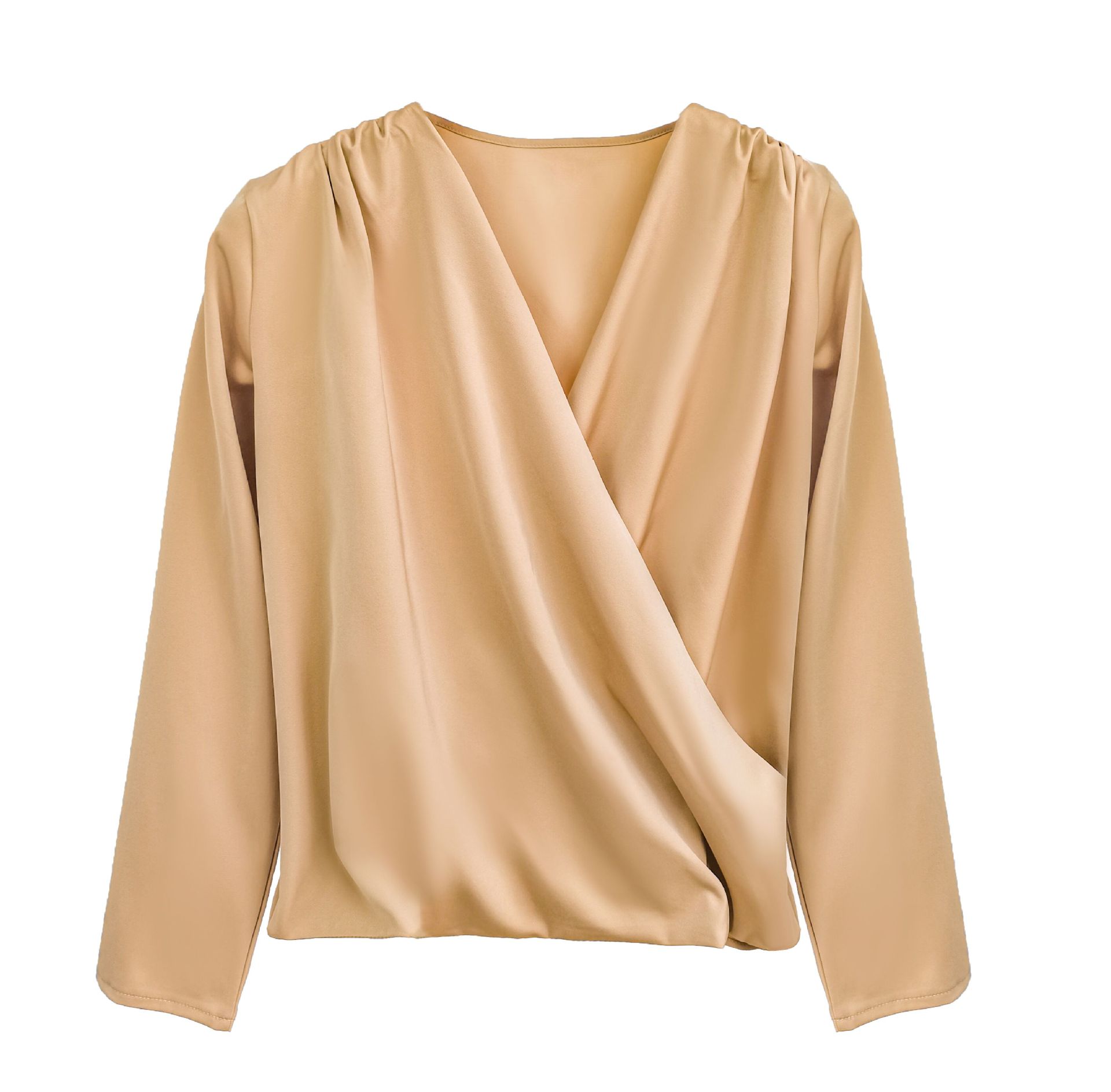 Ladies Elegant Satin Long Sleeved Loose Shirt