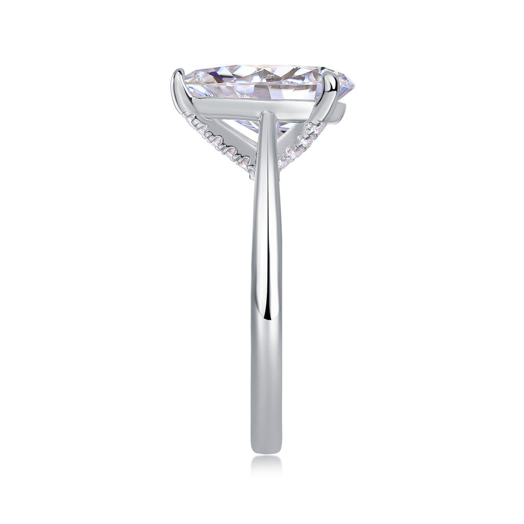 The Ultimate Simplicity - Set With Top-quality Heart-shaped Moissanite S925 Silver And Platinum-plated Diamond Wedding Ring. The Ring Can Be Tested With A Diamond Pen In Yellow Gold And Rose Gold