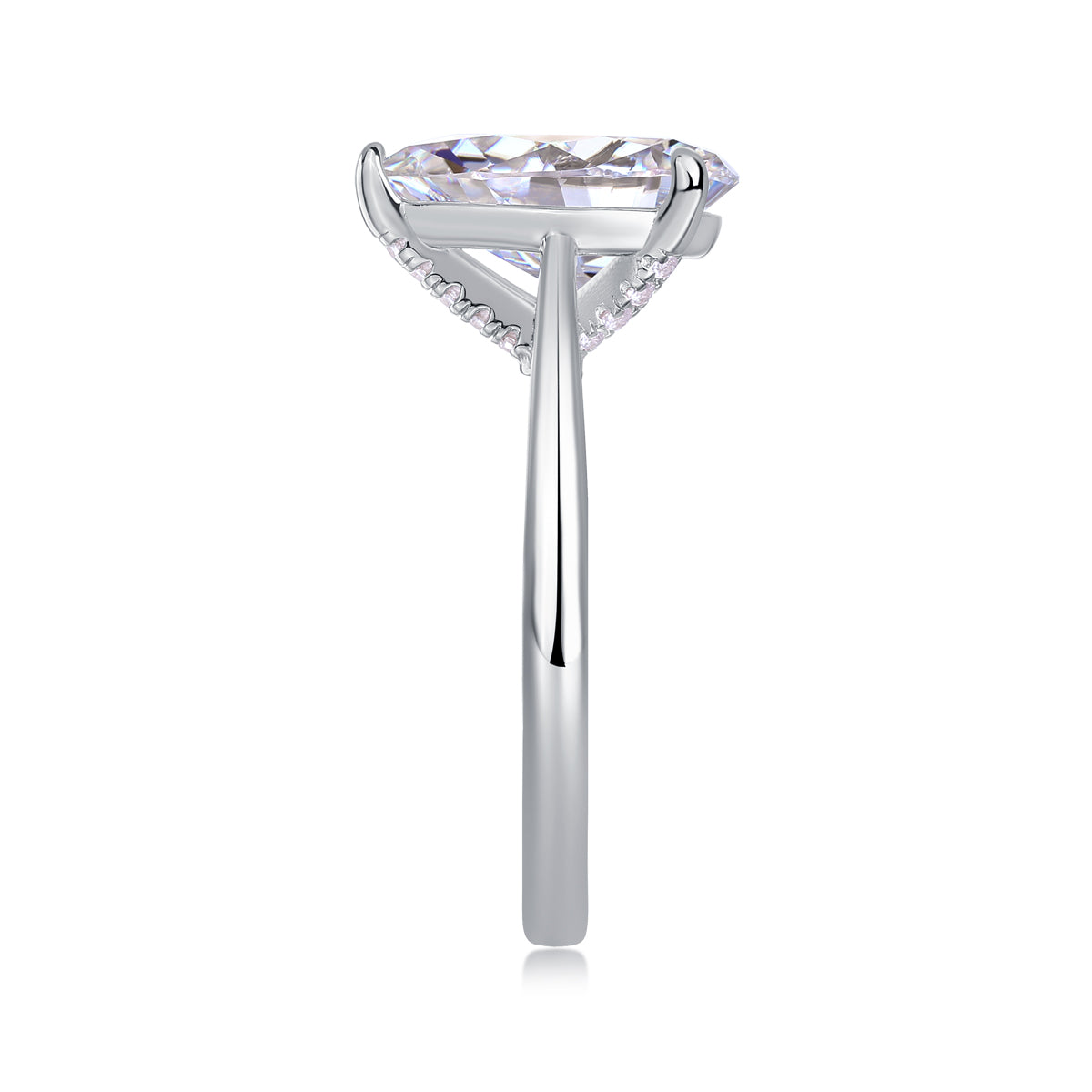 The Ultimate Simplicity - Set With Top-quality Heart-shaped Moissanite S925 Silver And Platinum-plated Diamond Wedding Ring. The Ring Can Be Tested With A Diamond Pen In Yellow Gold And Rose Gold