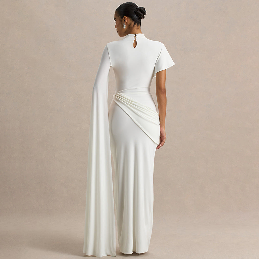 Stylish And Elegant Pleated Ribbon Maxi Dress For Women