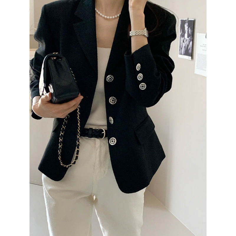 Slim-fit Tweed Jacket Long-sleeve Blazer