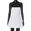 Sexy Black Halter Off Shoulder White Mini Dress Women Sleeveless Casual Vestido Spring Summer Lolita Y2K Clothes