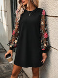 Round Neck Lace Long Sleeve Dress Women