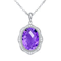 European And American Luxury Style Pendant S925 Silver Set Natural Amethyst Necklace Female