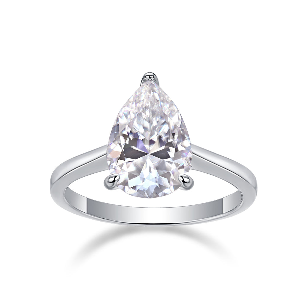 The Ultimate Simplicity - Set With Top-quality Heart-shaped Moissanite S925 Silver And Platinum-plated Diamond Wedding Ring. The Ring Can Be Tested With A Diamond Pen In Yellow Gold And Rose Gold