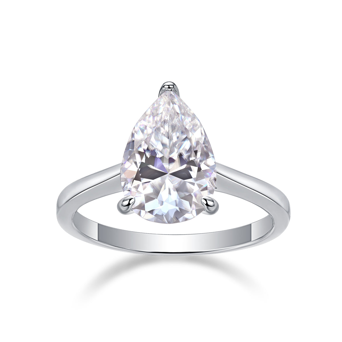 The Ultimate Simplicity - Set With Top-quality Heart-shaped Moissanite S925 Silver And Platinum-plated Diamond Wedding Ring. The Ring Can Be Tested With A Diamond Pen In Yellow Gold And Rose Gold