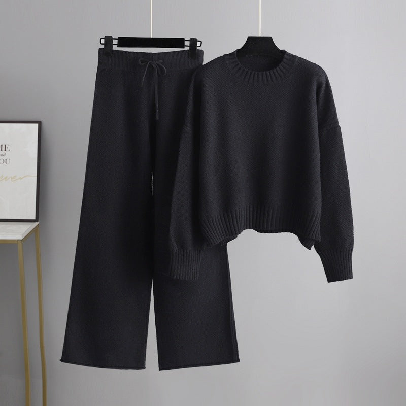 Fashionable Casual Knitted Pants Set For Women