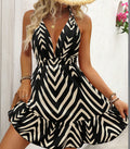 Elegant Random Print Tie-Dye Maxi Dress