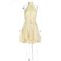 Two-Way Halter A-Line Waist-Cinching Dress